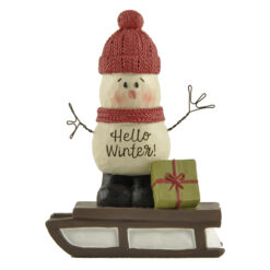 238-13722 SLEDDING SNOWMAN W/CHRISTMAS PRESENT