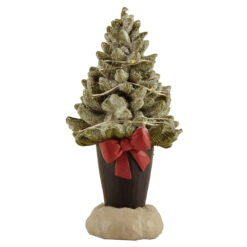 238-13724 LIGHTED FROSTED CHRISTMAS TREE W/RED BOW