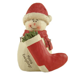 238-13730 SNOWMAN W/STOCKING FILLED W/GREENS