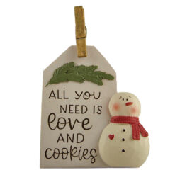 238-13734 Sign and Snowman with Black Easel and Clip
