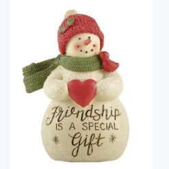 238-13789 FRIENDSHIP IS A SPECIAL GIFT SNOWMAN W/CHRISTMAS HOLLY