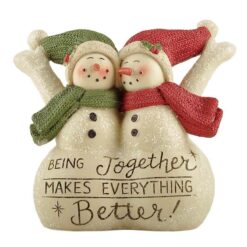 238-13795 Two snowmen Hugging and Cheering