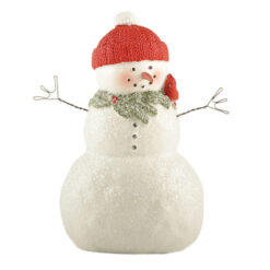 238-13813 FROSTED SNOWMAN W/CHRISTMAS GREENS & RED HAT
