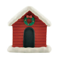 238-13827 RED DOGHOUSE W/CHRISTMAS WREATH