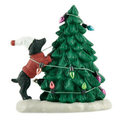 238-13829 DOG DECORATING CHRISTMAS TREE W/LIGHTS