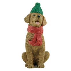 238-13830 BROWN DOG W/GREEN HAT & RED SCARF