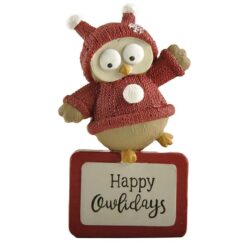 238-13895 Owl on Base-Happy Owlidays
