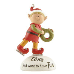 238-13907 ICE-SKATING ELF W/CHRISTMAS WREATH