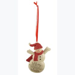 238-52135 SNOWMAN W/GREEN HAT CHRISTMAS ORNAMENT