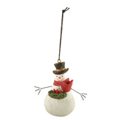 238-52137 SNOWMAN W/CHRISTMAS WREATH BIRDS NEST ORNAMENT