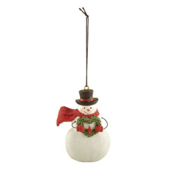 238-52138 SNOWMAN W/HEART SHAPED CHRISTMAS WREATH ORNAMENT