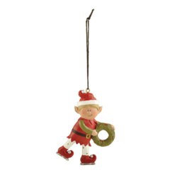 238-52144 Orn-Elf Skating with Wreath