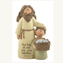 1211-87512 'THEY ALL ATE' JESUS & BOY W/BASKET