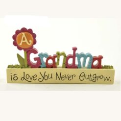 1411-89208 'GRANDMA IS LOVE' PLAQUE W/FLOWER BLOCK