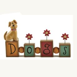 1511-10655 DOGS BEADED BLOCK W/DOG (M2)