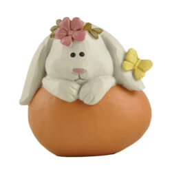 241-14010 SPRING BUNNY WITH ORANGE EGG & FLOWERS