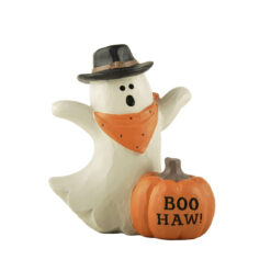 246-13998 Ghost w/hat & pumpkin-BOO HAW!