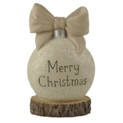 248-14104 X'mas ball on log base-Merry Christmas