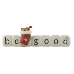 248-14113 Christmas stocking w/block-be good