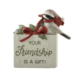 248-14154 BIRD IN SANTA CAP W/HOLLY - FRIENDSHIP