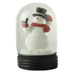 248-14159 SNOWMAN W/TOP HAT & BIRD DOME SHAPED SNOW GLOBE