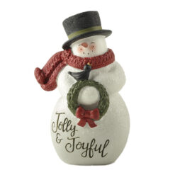 248-14160 SNOWMAN W/CHRISTMAS WREATH - JOLLY & JOYFUL