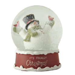 248-14164 Snowman holding brids 100mm Snow Globe
