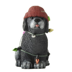 248-14211 BLACK DOG WRAPPED IN CHRISTMAS LIGHTS
