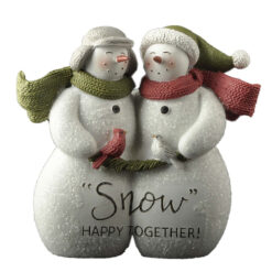 248-14255 Snowmen couple with bird-SNOW HAPPY TOGETHER