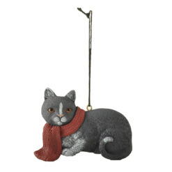 248-52186 ORN-crouched cat w scarf