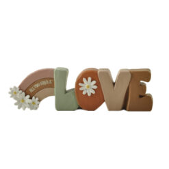 251-14237 Rainbow w flower plaque-LOVE