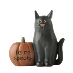 256-14323 Black cat w/pumpkin-feline spooky