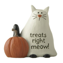 256-14327 Ghost cat with pumpkin-treats right meow!