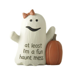 256-14320 Ghost w/bow beside pumpkin