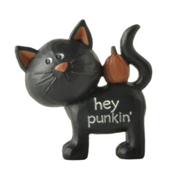 256-14324 Black cat w/small pumpkin on back -hey punkin'