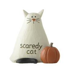 256-14328 Ghost cat with pumpkin-scaredy cat