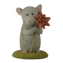256-14333 Mouse holding flower on base