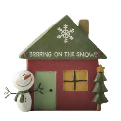 258-14363 House w snowman & tree