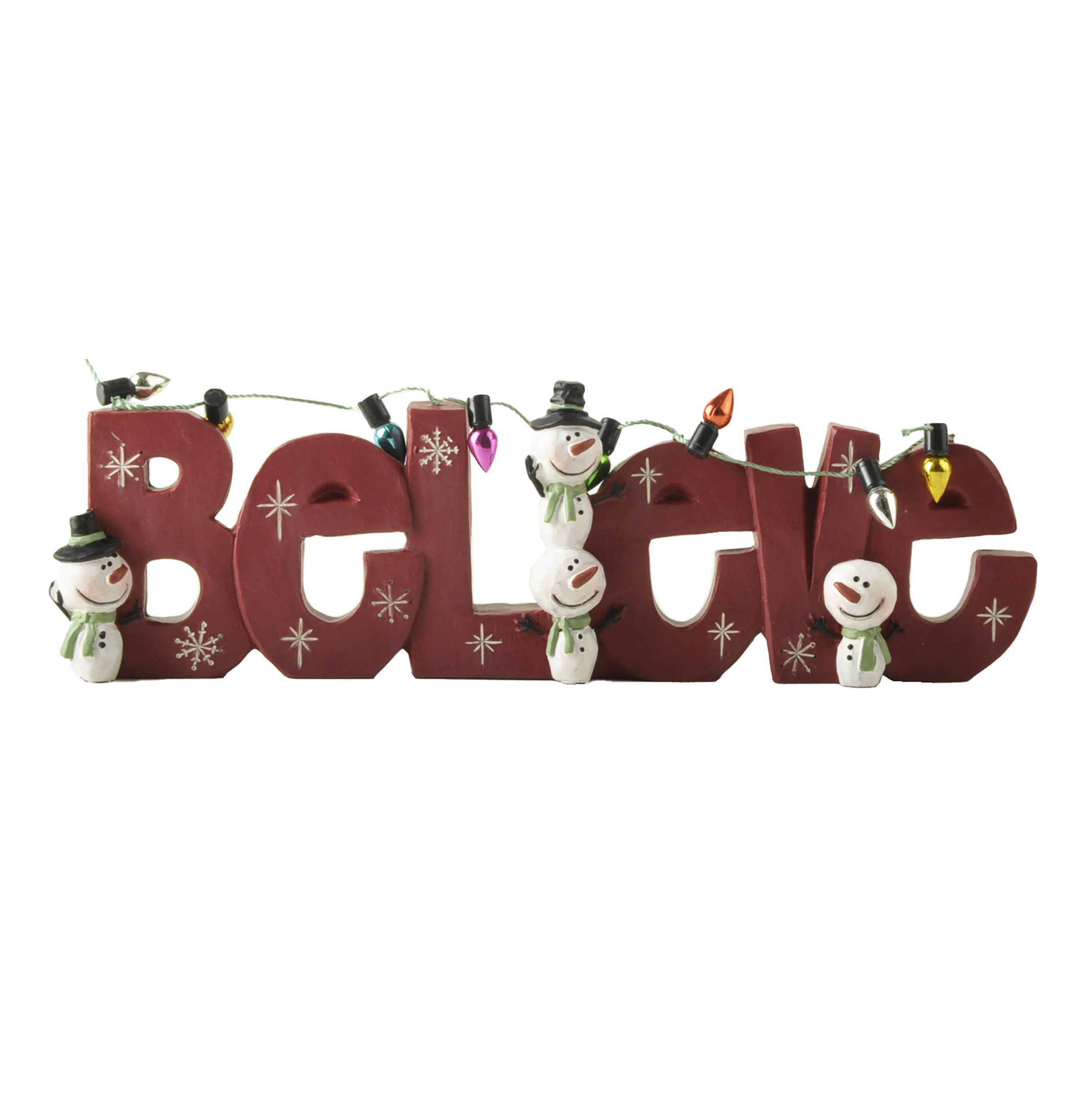 258-14364 BELIEVE sign w snowmen