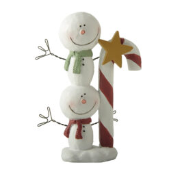 258-14370 2 stacked snowmen w candy cane