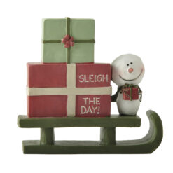 258-14374 Snowman w giftboxes on sleigh