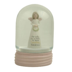 258-14400 X'mas angel holding round wreath in 100mm jar snow globe