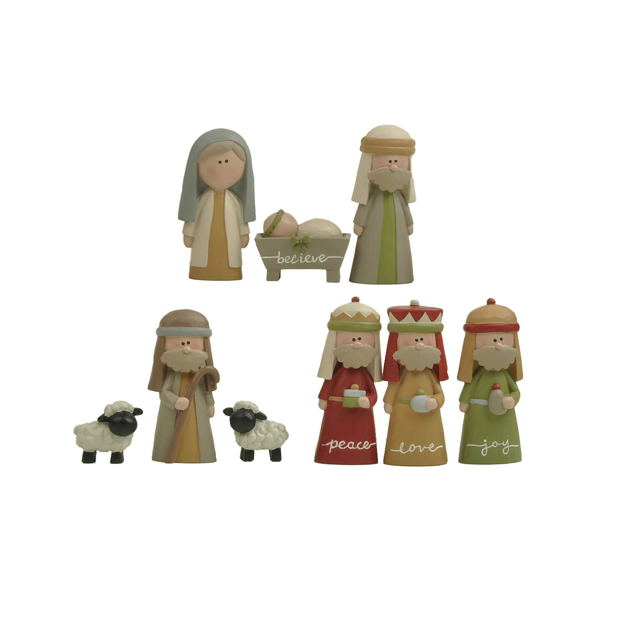 258-14413 S/9 nativity set (traditional colors)