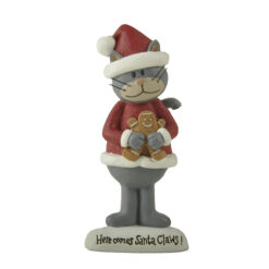 258-14427 Cat holding gingerbread on base