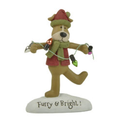 258-14428 FURRY & BRIGHT DOG WITH  CHRISTMAS LIGHTS