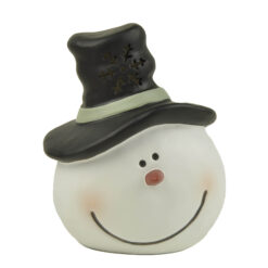 258-70478 5-inch Matte Snowman Tealight Holder with Snowflake Cutouts, White
