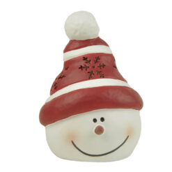 258-70480 5-inch Matte Snowman Tealight Holder with Snowflake Cutouts, White