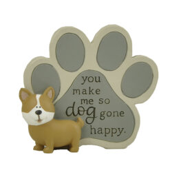 261-14596 FURRY FRIENDS - DOG GONE HAPPY PAW PRINT PLAQUE