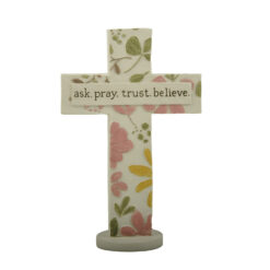 261-14606 ANGELS AMONG US - ASK PRAY TRUST BELIEVE FLORAL CROSS