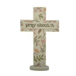 261-14607ANGELS AMONG US - PRAY ABOUT IT FLORAL CROSS